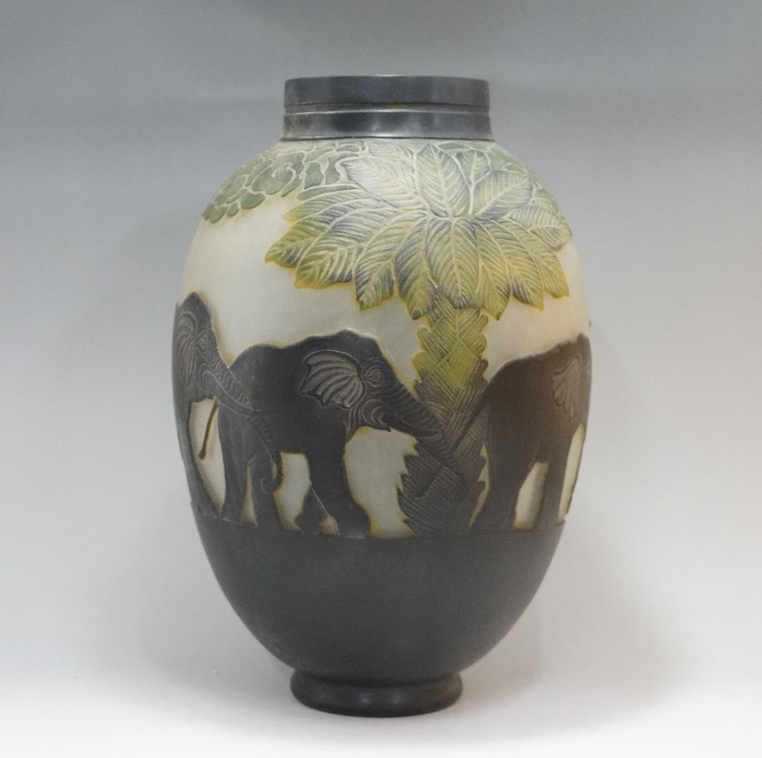 エミール　ガレ風　特大　花瓶　　被せガラス　◆群像紋◆　高さ38cm Amazon.co.jp: エミール ガレ風 特大 花瓶 被せガラス 群像紋 高さ38cm